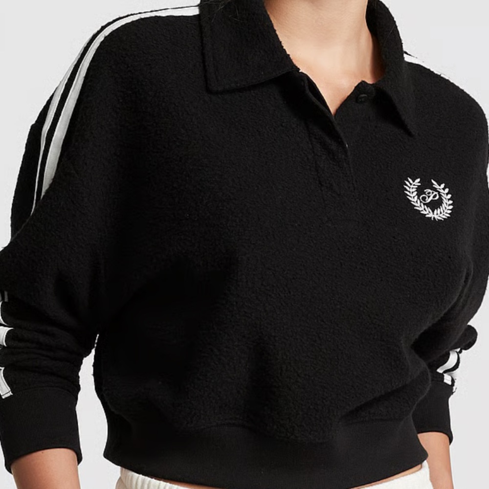 Pink VS | Cropped polo sweatshirt